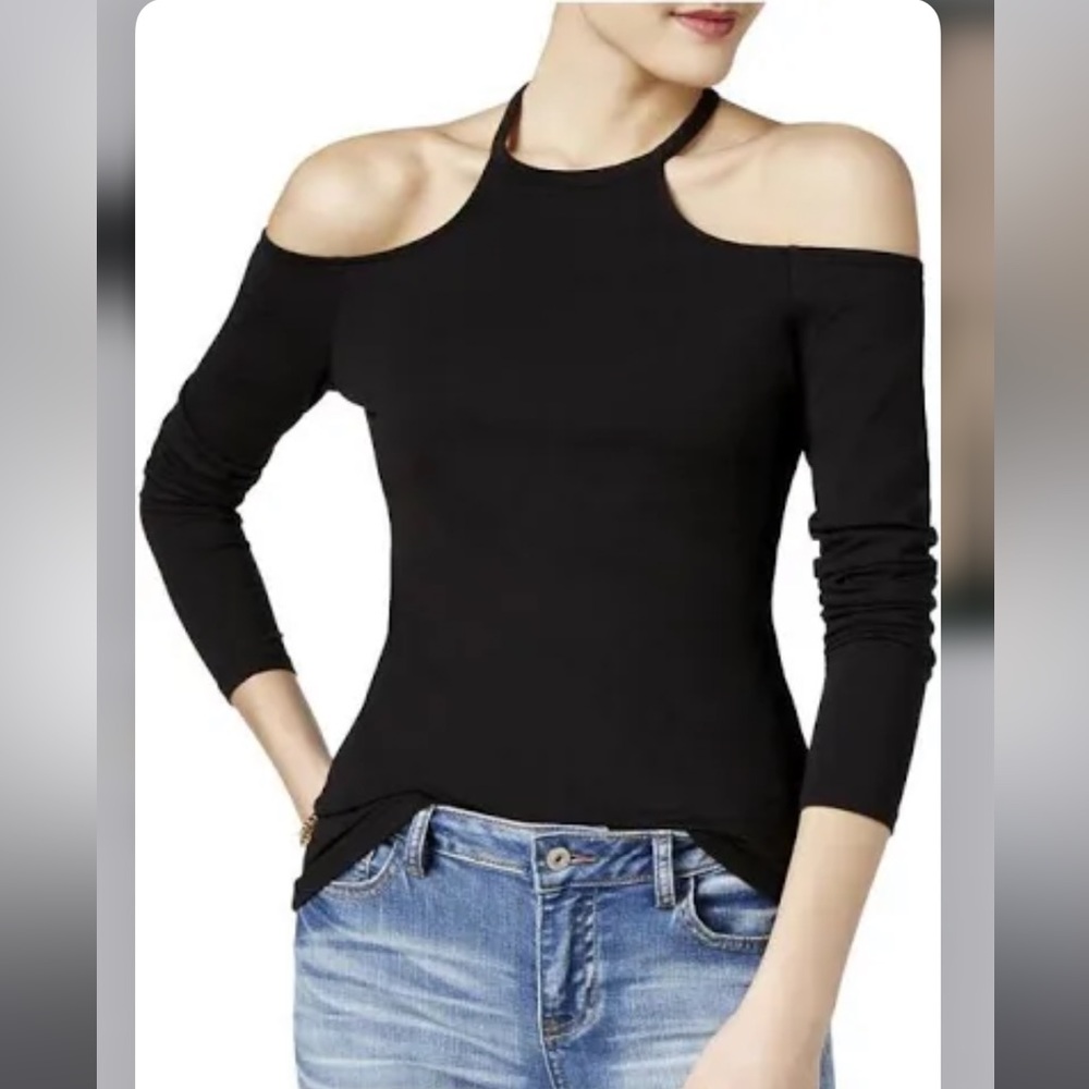 NWT Guess Jasmine Cold Shoulder Top- Black